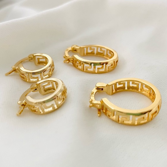Greek Style Earrings, Small Greek Hoops - Picture 12 of 14